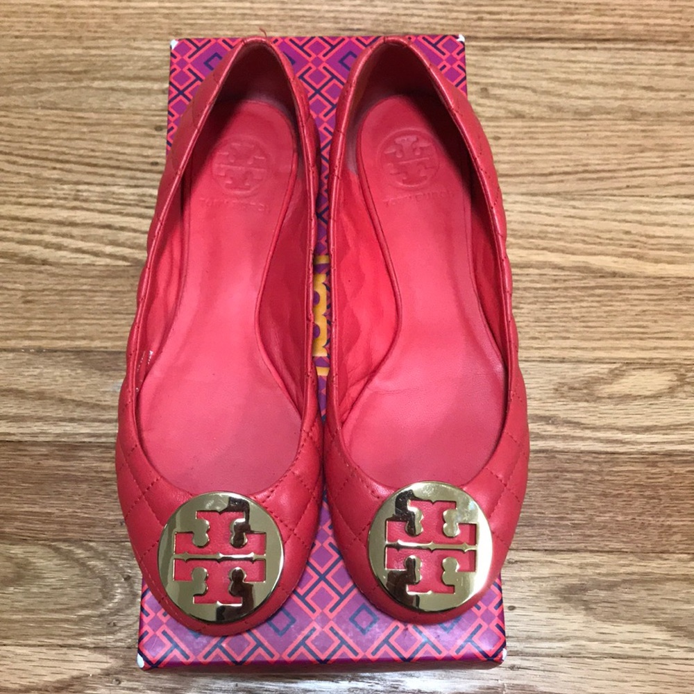 Tory Burch pink quilted ballerina flats
